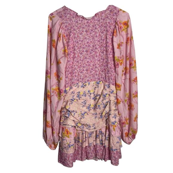 Wicked AF Jeanne Mini Dress Womens M Pink Ruched Skirt Side Zip Sweetheart Neck - Picture 2 of 9